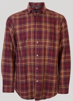 Wine Long Sleeve Check Shirt