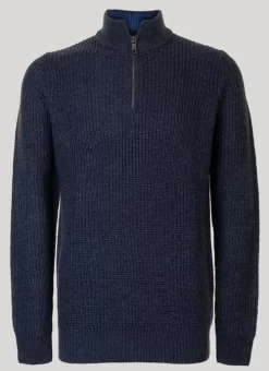 Navy Half Zip Rib Jumper