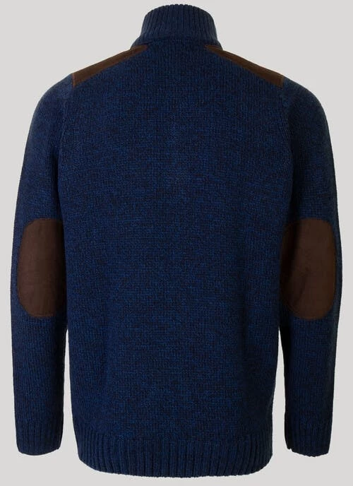 Blue Zip Neck Suede Trim Jumper - Image 2