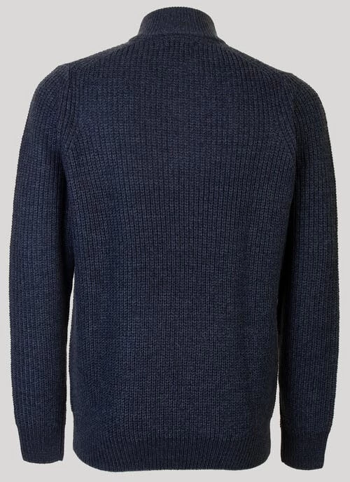 Navy Half Zip Rib Jumper - Image 2