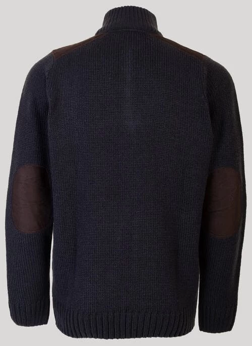 Charcoal Zip Neck Suede Trim Jumper - Image 2