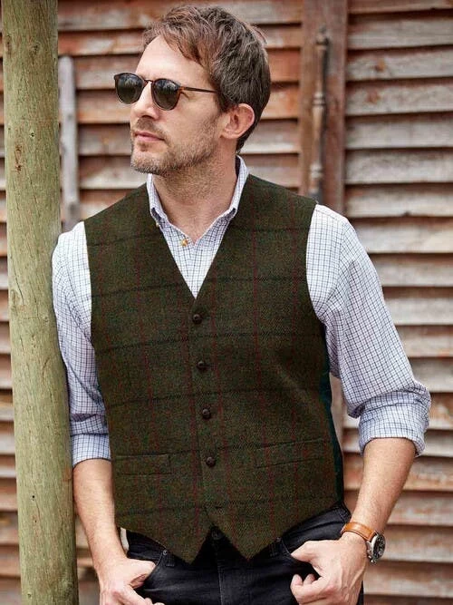Green HARRIS TWEED Gigha Waistcoat