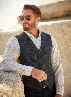 Dark Blue Hoy HARRIS TWEED Waistcoat